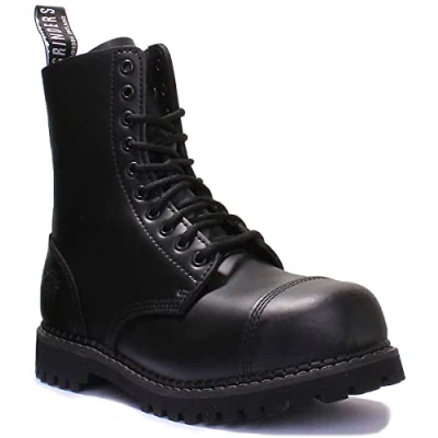 Image of Grinders Stag CS Black Unisex Safety Steel Toe Cap Military Punk Boots Leather Size UK 8