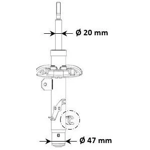 Image of 9811371180, 9820202680, 9820948580, 9827488580 Shock absorber KYB 3348098 Front Axle Right Gas Pressure Twin Tube Suspension Strut Top pin