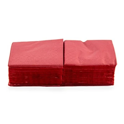 Image of Morigami 2 Ply Cocktail Napkins, 20 x cm, 1/4 fold, 100 Smooth with Border, Red