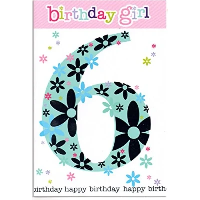 Image of Birthday Card for Six (6) Year Old Girl Free Post (UK)