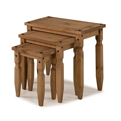 Image of Mercers Furniture Corona Piccolo Nest of 3 Tables Antique Wax Pine (brown)