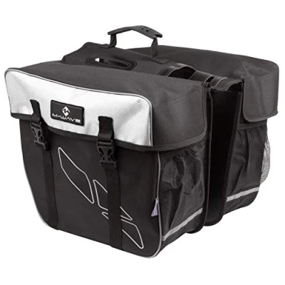 Image of M Wave Amsterdam Double Bicycle Carrier Bag Black/White