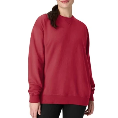 Image of Hanes Men&#039;s Originals Fleece, Garment Dyed Pullover, Crewneck Sweatshirts, Crimson Fall, S
