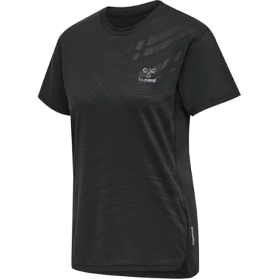 Image of hummel Women&#039;s Hmlongrid Poly Tee S/S Wo T Shirt, Jet Black/Forged Iron, S EU