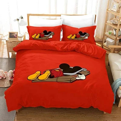 Image of NICHIYO Mickey Mouse Bed Linen Set Duvet Cover and Pillow Case, Microfibre, 3D Digital Print, Three Piece Bedding (Duvet + Pillowcases) (3, Double 200 x cm)
