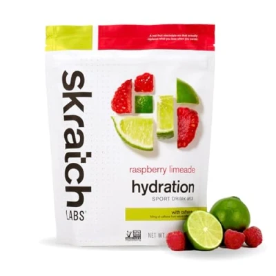 Image of SKRATCH LABS Hydration Sport Drink Mix, Raspberry Limeade with Caffeine (15.5 oz, 20 Servings) Electrolyte Powder Developed for Athletes and Sports Performance, Gluten Free, Vegan, Kosher