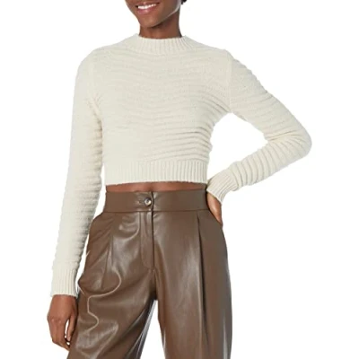 Image of The Drop Ezra Cropped Mock Neck Sweater, Creme Bruelee, 5XL Plus