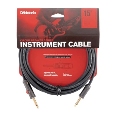 Image of D&#039;Addario PW AGL 30 ft Circuit Breaker Instrument Cable with Latching Cut Off Switch/Straight Plug