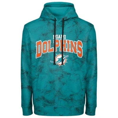 Image of FOCO NFL Men&#039;s Officially Licensed Big Logo Wordmark Camo Performance Game Day Team Color Pullover Sweatshirt Hoodie, Miami Dolphins Aqua, Large