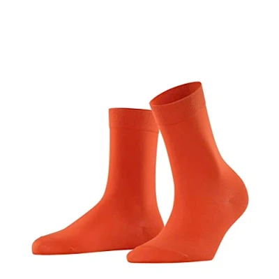 Image of FALKE Women&#039;s Cotton Touch W SO Thin Plain 1 Pair Socks, Orange (Ziegel 8095) new eco friendly, 2.5 5