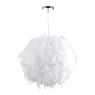Image of Feather Lampshade Fluffy Pendant Light Shade for Ceilings with E27 Bulb Romantic Droplight Elegant Floor Lamps Home Decoration Living Room Bedroom(30CM)