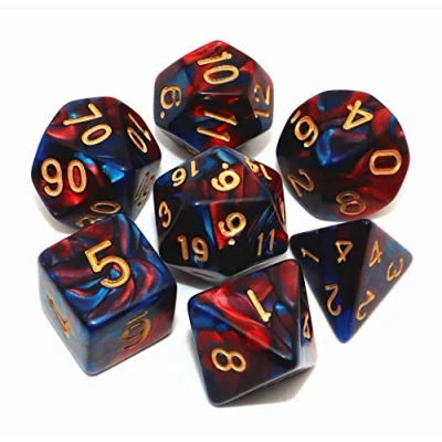 Image of CREEBUY DND Dice Red Blue Polyhedral Set for Dungeon and Dragons MTG RPG D&amp;D D20 D12 D10 D8 D6 D4