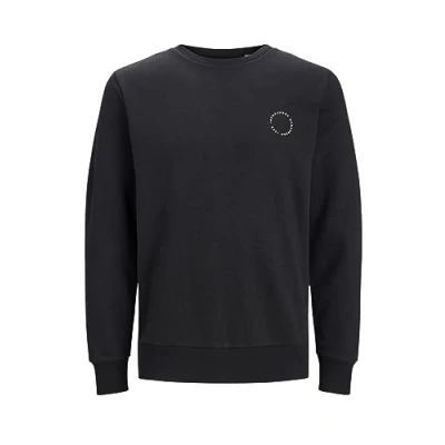 Image of JACK &amp; JONES Men&#039;s Jjthiba Sweat Crew Neck Sweater, Black/Print: neon, XL