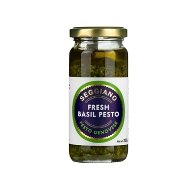 Image of Seggiano Raw Basil Pesto 200g Vegan, GMO Free, Gluten Wheat Raw, Vegetarian, and Suitable for Coeliacs Product of Sicily &amp; Great with Pasta