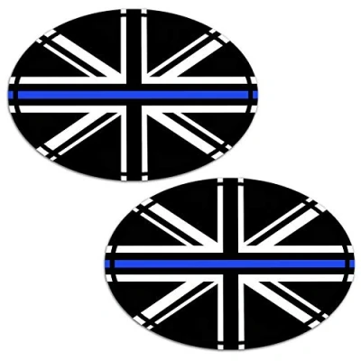 Image of Biomar Labs® 2 x Vinyl Stickers Decals UK Union Jack England National United Kingdom Thin Blue Line Flag Car Motorcycle Helmet B 240