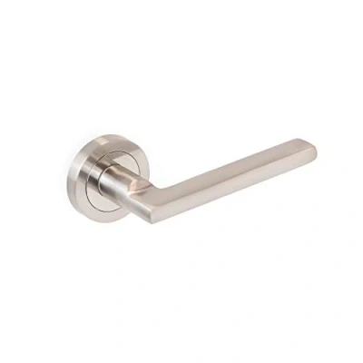 Image of Emuca Internal Door Handles, Set of Handles with D.50mm (1,9 inch) Rose, Aluminium and zamak, Satin Nickel.