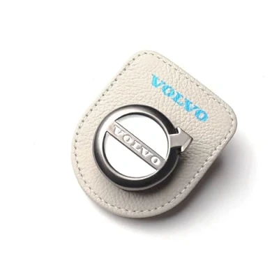 Image of AIYING Leather, Car Sunglasses Holder, Sun Visor Glasses Clip, Ticket Card Interior Decoration Accessories, For Volvo XC60 S40 S60 S90 XC40 XC70 XC90 V40 V60 V90 S80 S80L,beige