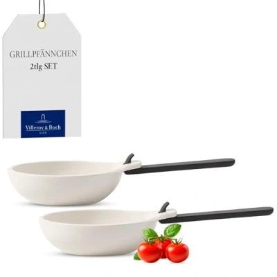 Image of Villeroy &amp; Boch BBQ Passion 1041897529 Set of 2 Roasting Dishes with Handle, Porcelain, White