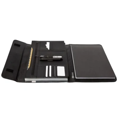 Image of Alassio 46223 RPET STOP Ocean Plastic Expanding Folder A4 with 13 Compartments Nylon and Leather Meeting Notepad Approx. 36.5 x 29 4 cm Anthracite
