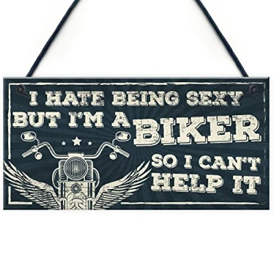 Image of RED OCEAN Motorbike Biker Cycle Hanging Plaque Man Cave Garage Workshop Sign Gift For Men Dad Grandad
