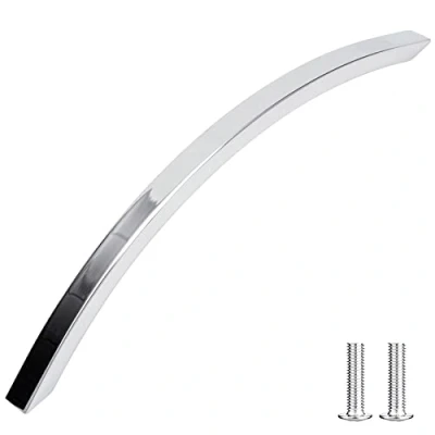 Image of Decoranddecor Slimline Kitchen Door Handles Cabinet Pulls Sleek Design Smooth Lines 192mm Polished Chrome