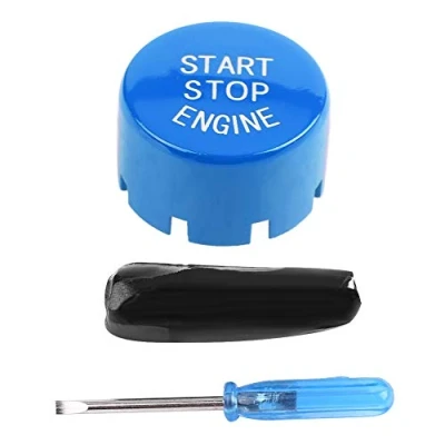 Image of Car Start Button Cover, ABS Engine Stop Switch Cover with Screwdriver &amp; Clay for B_M_W G F Chassis F20 F21 F22 F23 F30 F31 F32 F33 F10 F11 G30 F12 F13 F01 F02(Blue)