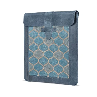 Image of Londo OTTO480 iPad Pro 12.9 Case 2020 Genuine Top Grain Leather with Woven Garment Design for 2018 3rd &amp; 4th Generation Compatible all 12 Inch Tablets Blue