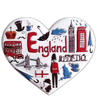 Image of Heart Shape England 3D Fridge Magnet Souvenir Gift, Home &amp; Kitchen Decoration Magnetic sticker UK Collection