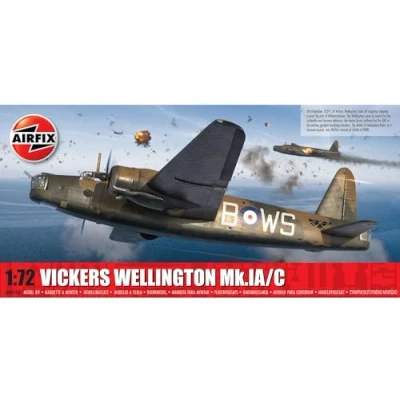 Image of Airfix Model Set A08019A Vickers Wellington Mk.IA/C Building Kit Plastic Plane Kits for Adults &amp; Children 8+, Includes Sprues Decals 1:72 Scale