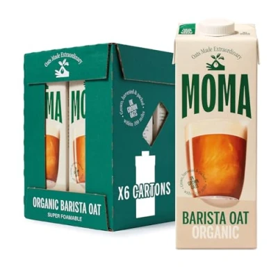 Image of MOMA Organic Barista Oat Drink 6 x 1L 100% Plant Based Milk Alternative Made from British Oats Vegan Gluten Free Fully Foamable No Added Sugar GMO in the UK