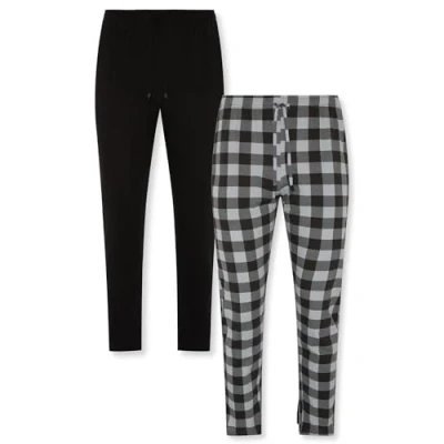Image of FM London Mens (2 pack) Pyjama Bottom, Black Check, M UK
