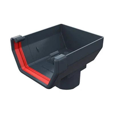 Image of Anthracite Grey Square Gutter Stop End Outlet, Freeflow 114mm Rain Water Systems