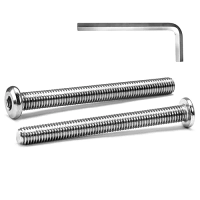 Image of MINHER M8 x 80mm 10Pcs Flat Head Hex Socket Cap Screws Bolts, Furniture 304 Stainless Steel 18 8, Full Thread (with Spanner)
