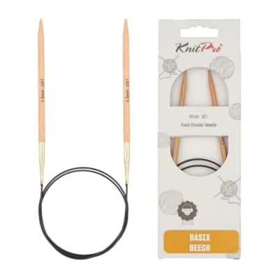 Image of KnitPro KP35309 40 cm x 4.5 mm Basix Fixed Circular Needles, Birch, Braun