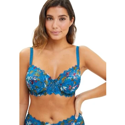 Image of Sans Complexe Women&#039;s Arum Mosaic Bra, Mykonos Blue Floral Print, 40D