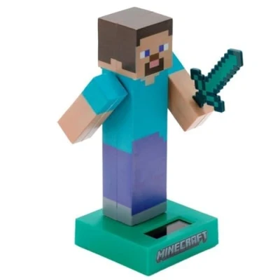 Image of Puckator Minecraft Steve Solar Pal Home Office Table Desk Dashboard Car Decor Decoration Gift Ideas Gifts For Teenage Old Boy Girl Dad Mums Powered KIds Toys Toy Figure Figures