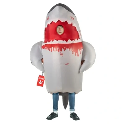 Image of Morph Big Mouth Shark Inflatable Kids, Costume Shark, Blow Up One Size