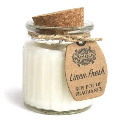Image of Soy Pot Of Fragrance Glass Jar Candle Linen Fresh
