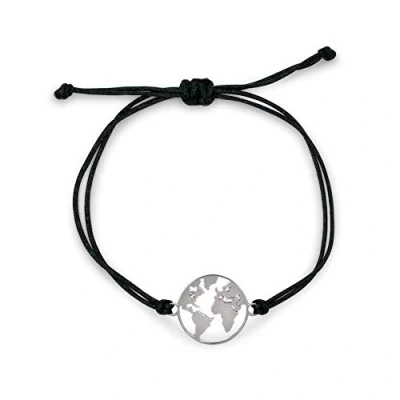 Image of Nuoli® Women&#039;s World Globe Bracelet (Adjustable up to 20 cm) with Map Pendant for Women and Girls, Stainless Steel centimeters silver