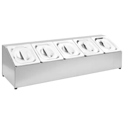 Image of vidaXL Gastronorm Container Holder with 5GN 1/6 Pan Stainless Steel Organiser