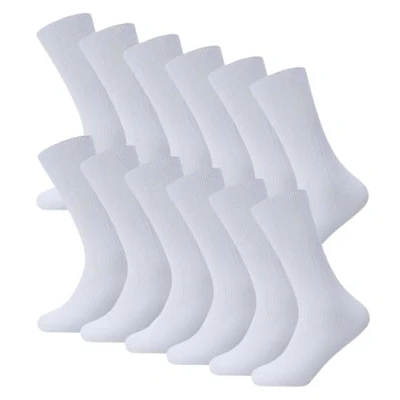 Image of Bonjour 12 pairs Men&#039;s 100% Cotton Diabetic Non Elastic Therapeutic socks for Diabetics (White, 6 11)