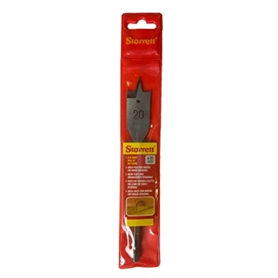 Image of Starrett Flat Wood Drill Bit 20X152MM KFWD20A High Speed Steel HSS 1/4 Inch Hex Shank Spade Woodworking Hole Cutter Tool
