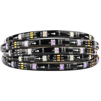 Image of BTF LIGHTING WS2811 RGB Addressable Dream Color LED Strip 5m 30LEDs/m 10Pixels/m 150LEDs 50Pixels IP65 Splash Proof Black PCB Flexible DC12V Chasing Effect for Bedroom Desk Home Decoration