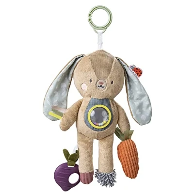 Image of Taf Toys TAF13185 Jenny Bunny Activity Soft Cuddly Plush Sensory Stuffed Rabbit Toy. Fits to Cots, Pram, Pushchair and Car Seat with Teether &amp; Rattle. Suitable for Baby Boys Girls 0 Months +