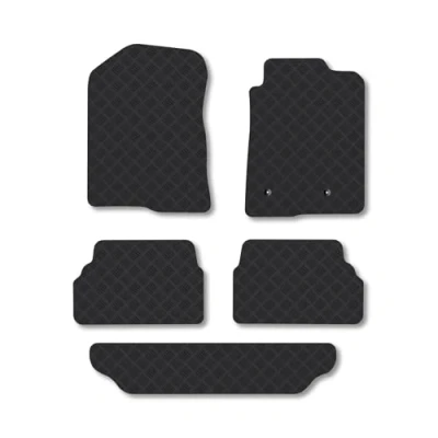 Image of Rubber Car Mats Compatible with Toyota Corolla Verso (2004 2009) Tailored Fit Floor Set Accessory Black Custom 4 Pieces Clips Anti Slip Backing, Heavy Duty &amp; Waterproof