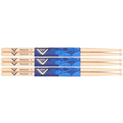 Image of Vater Drumsticks VS3P7AW Manhattan 7A American Hickory Series Wood Tip 3 Pair Pack
