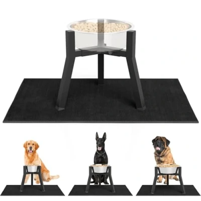 Image of Raised Dog Bowl Stand for Medium &amp; Large Dogs with Mat Adjustable Width 7 10.7, Strong Elevated Food Holder (Bowl Not Included)