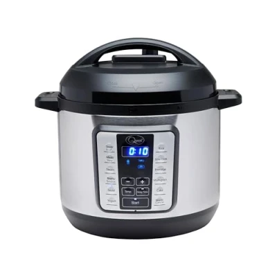 Image of Quest 63009 Pressure Cooker Electric 6L / 12 in 1 Multi Function Cooker/Stainless Steel Housing 1000W Slow Cook, Steam, Roast, Keep Warm &amp; More/Recipe Book Included