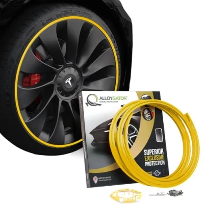 Image of AlloyGator Yellow Alloy Wheel Protectors For Upto 24&quot; Wheels Fits All Cars Tesla Compatible Durable Rim Guards 15 Colours Available