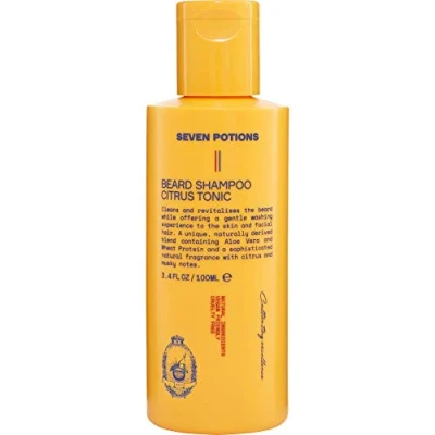 Image of Seven Potions Beard Shampoo for Men — Gentle, Cleansing Wash a Clean with No Itch Natural, Vegan, Cruelty Free Citrus Tonic (100 ml)